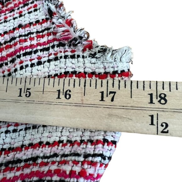 Rebecca Taylor Red & Cream Tweed Pleated Fit & Flair Raw Edge Dress Size 8 - Picture 7 of 13